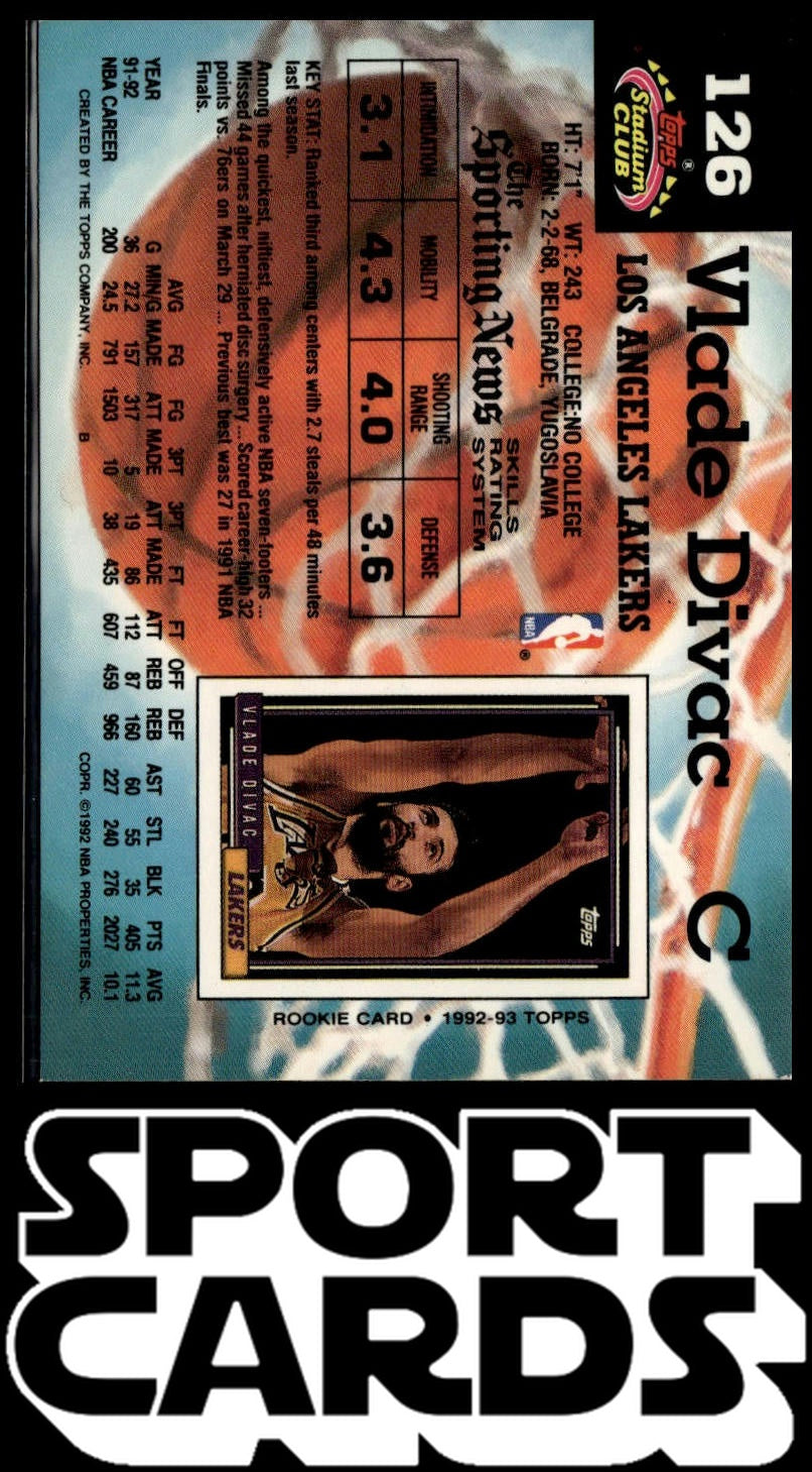 1992-93 Stadium Club #126 Vlade Divac SportCards.com