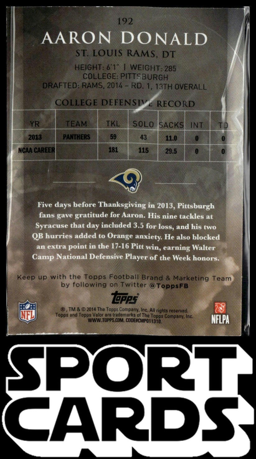 2014 Topps Valor #192 Aaron Donald SportCards.com