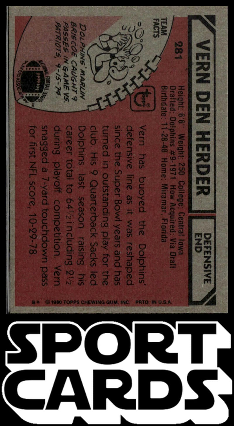 1980 Topps #281 Vern Den Herder SportCards.com