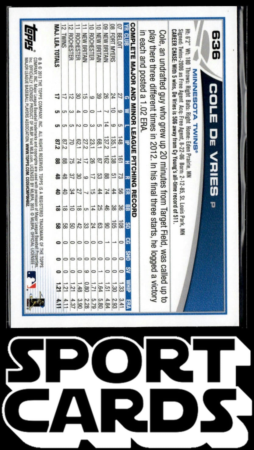 2013 Topps #636 Cole De Vries SportCards.com