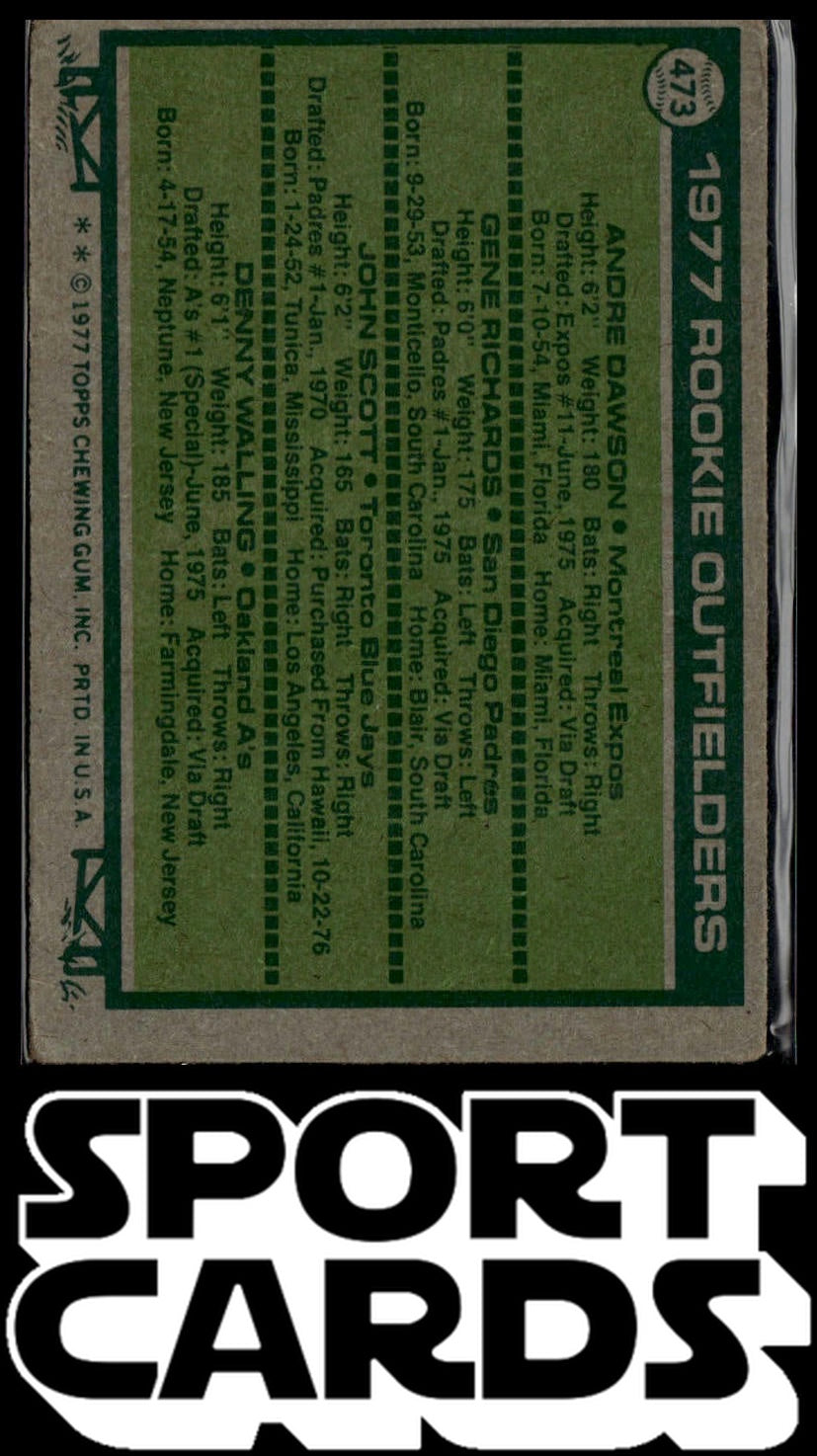 1977 Topps #473 1977 Rookie Outfielders (Andre Dawson) SportCards.com