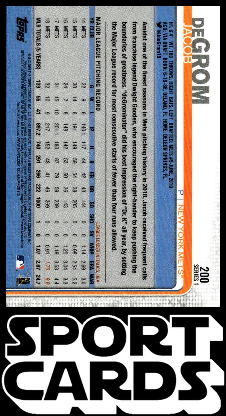 2019 Topps #200 Jacob deGrom 150th Anniversary SportCards.com