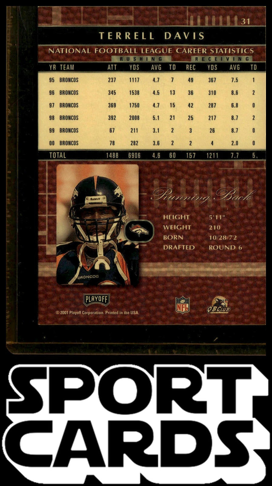 2001 Playoff Absolute Memorabilia #31 Terrell Davis SportCards.com
