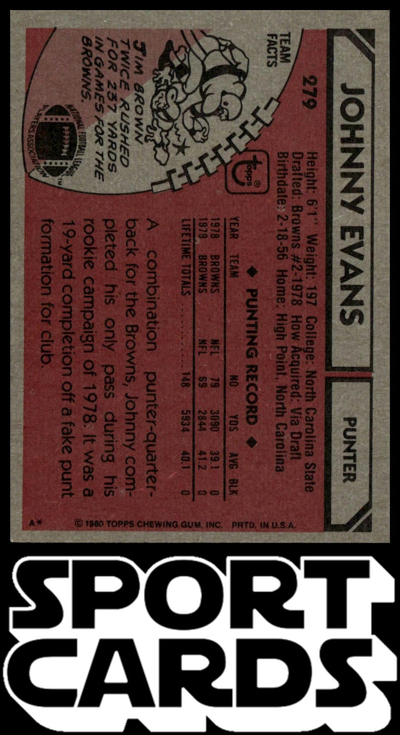 1980 Topps #279 Johnny Evans SportCards.com