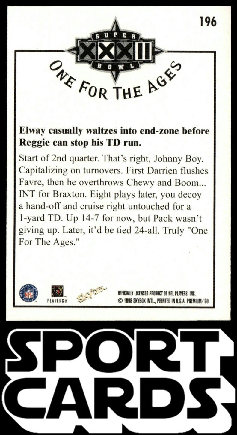 1998 SkyBox Premium #196 Elway casually waltzes into end-zone... SportCards.com