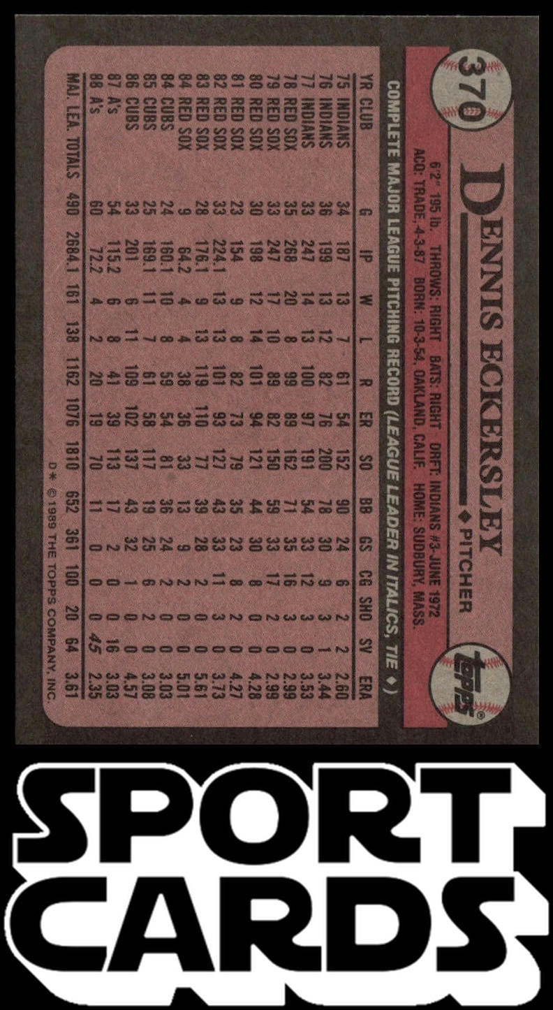 1989 Topps Doubleheader All-Stars #NNO Dennis Eckersley SportCards.com