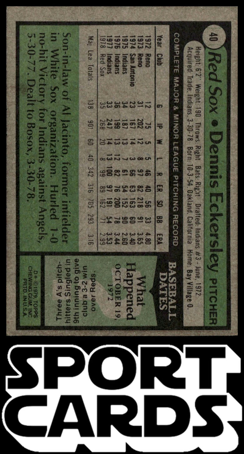 1979 Topps #40 Dennis Eckersley SportCards.com
