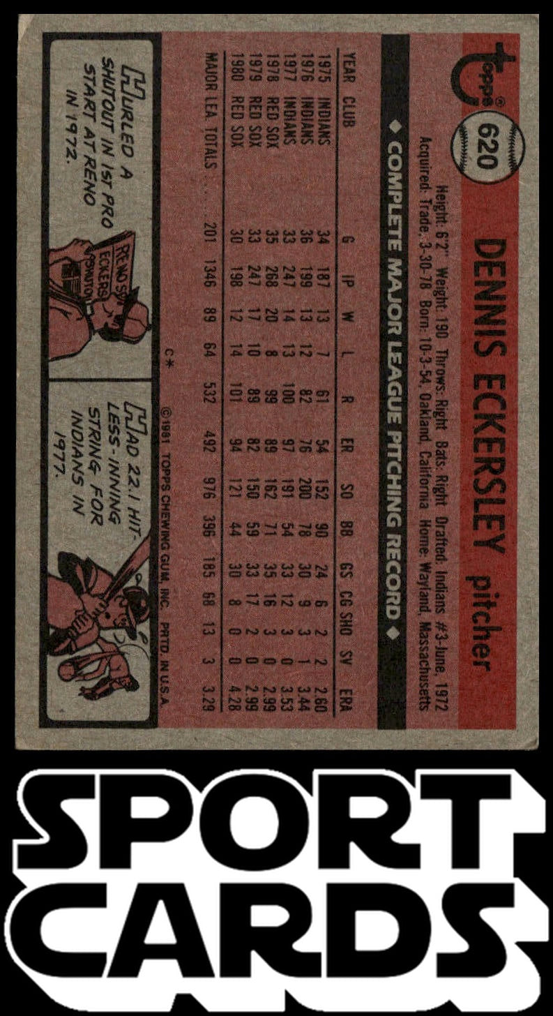 1981 Topps #620 Dennis Eckersley SportCards.com