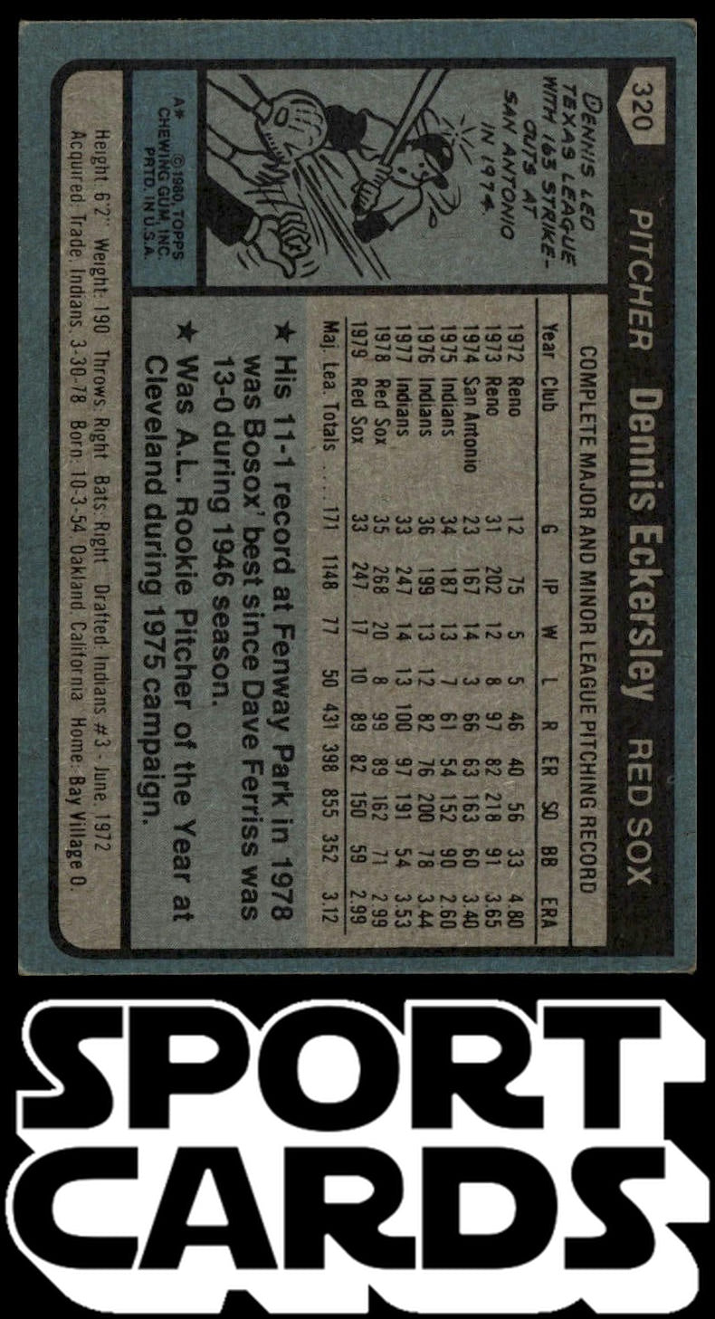 1980 Topps #320 Dennis Eckersley SportCards.com