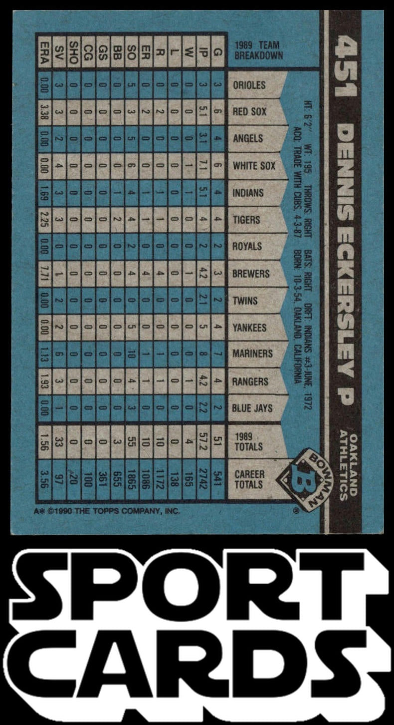 1990 Bowman #451 Dennis Eckersley SportCards.com