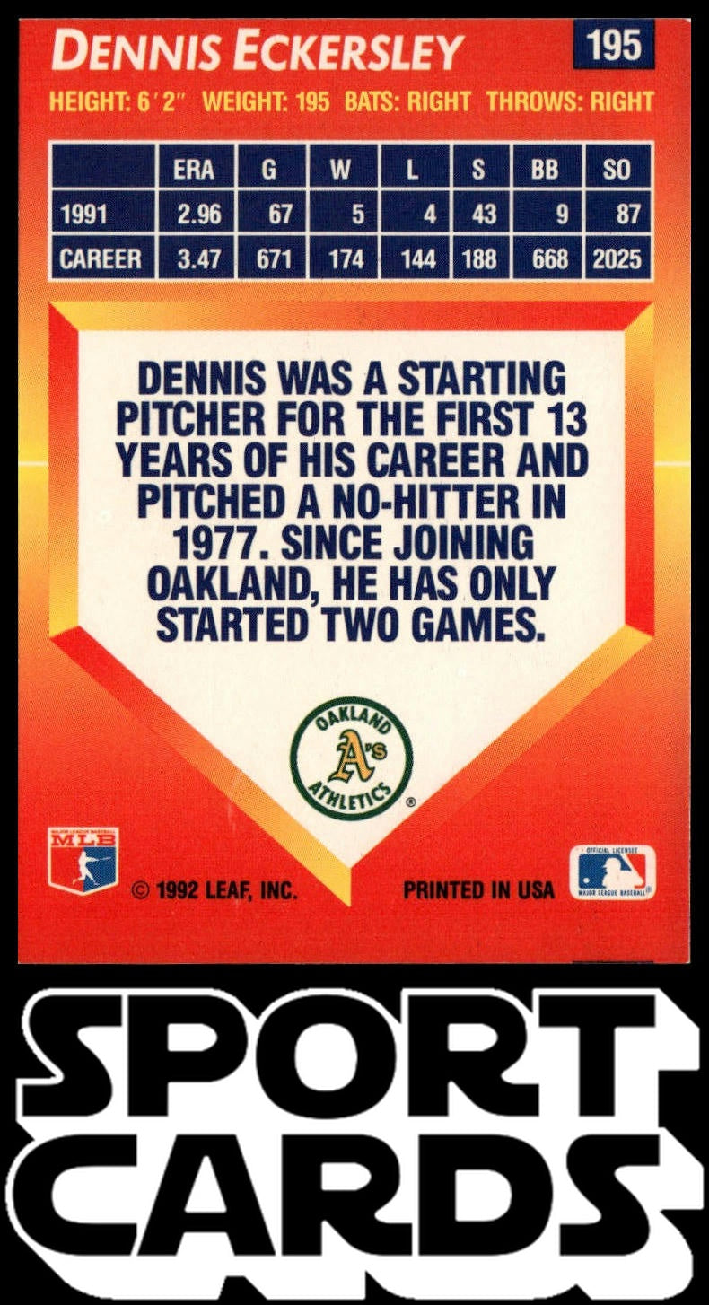 1992 Triple Play #195 Dennis Eckersley SportCards.com