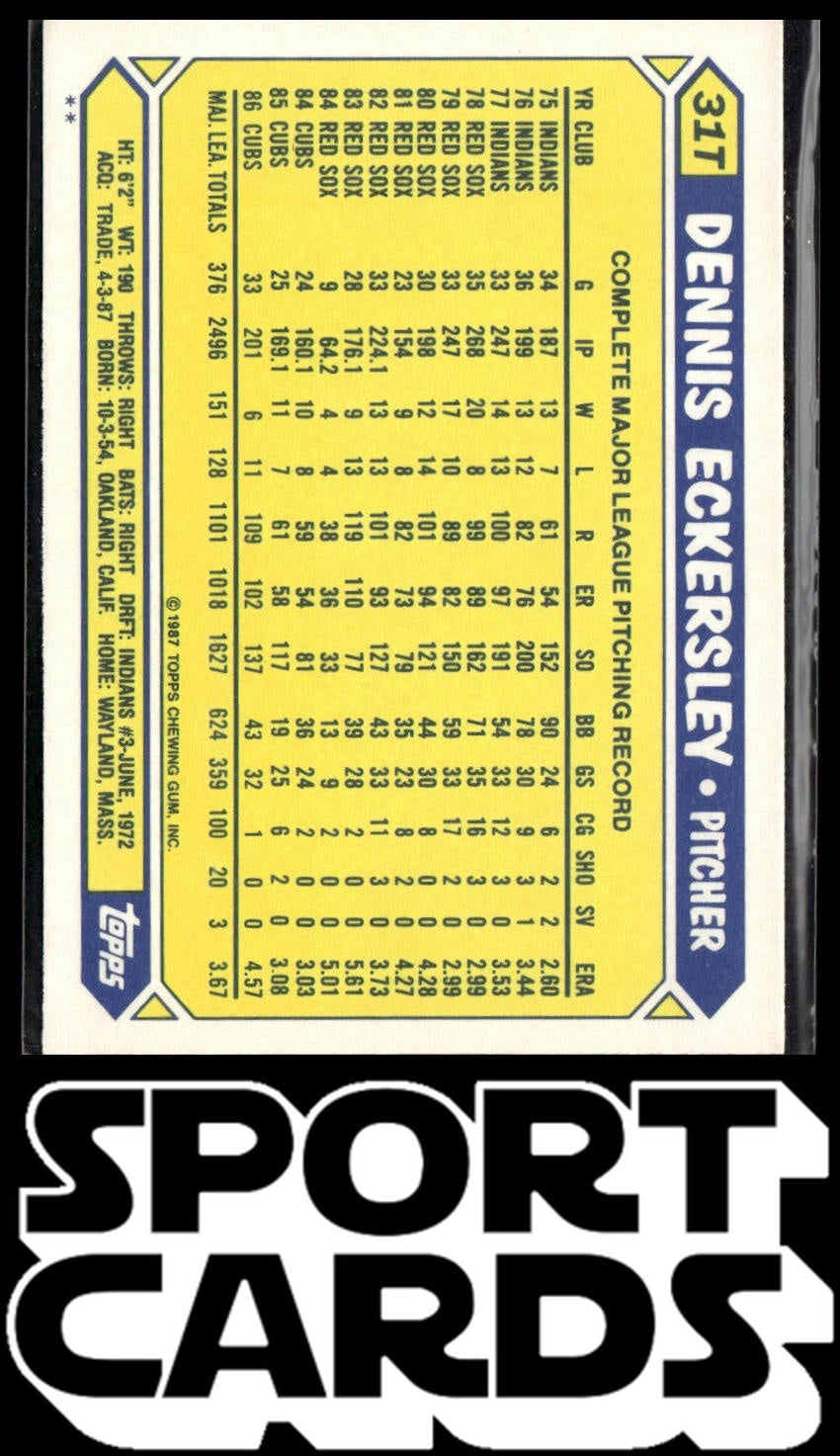 1987 Topps Traded #31T Dennis Eckersley SportCards.com