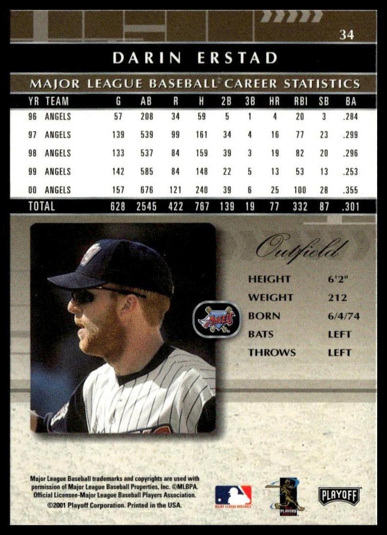 2001 Playoff Absolute Memorabilia #34 Darin Erstad SportCards.com