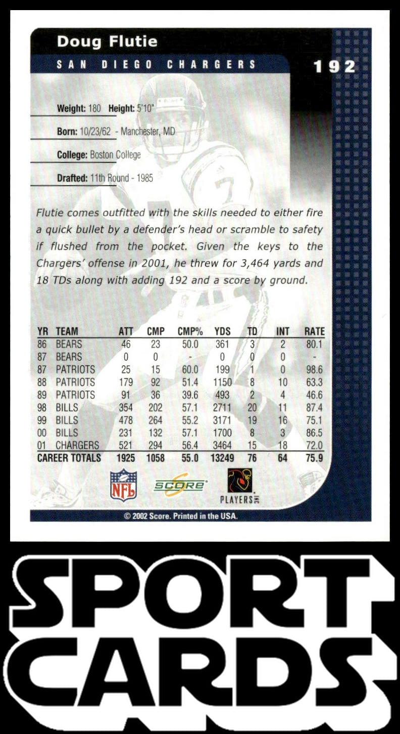 2002 Score #192 Doug Flutie SportCards.com