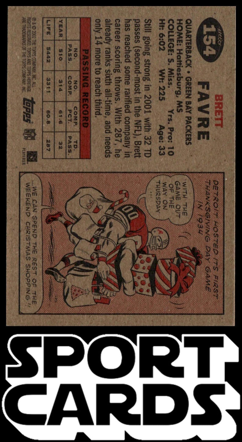 2002 Topps Heritage #154b Brett Favre SportCards.com