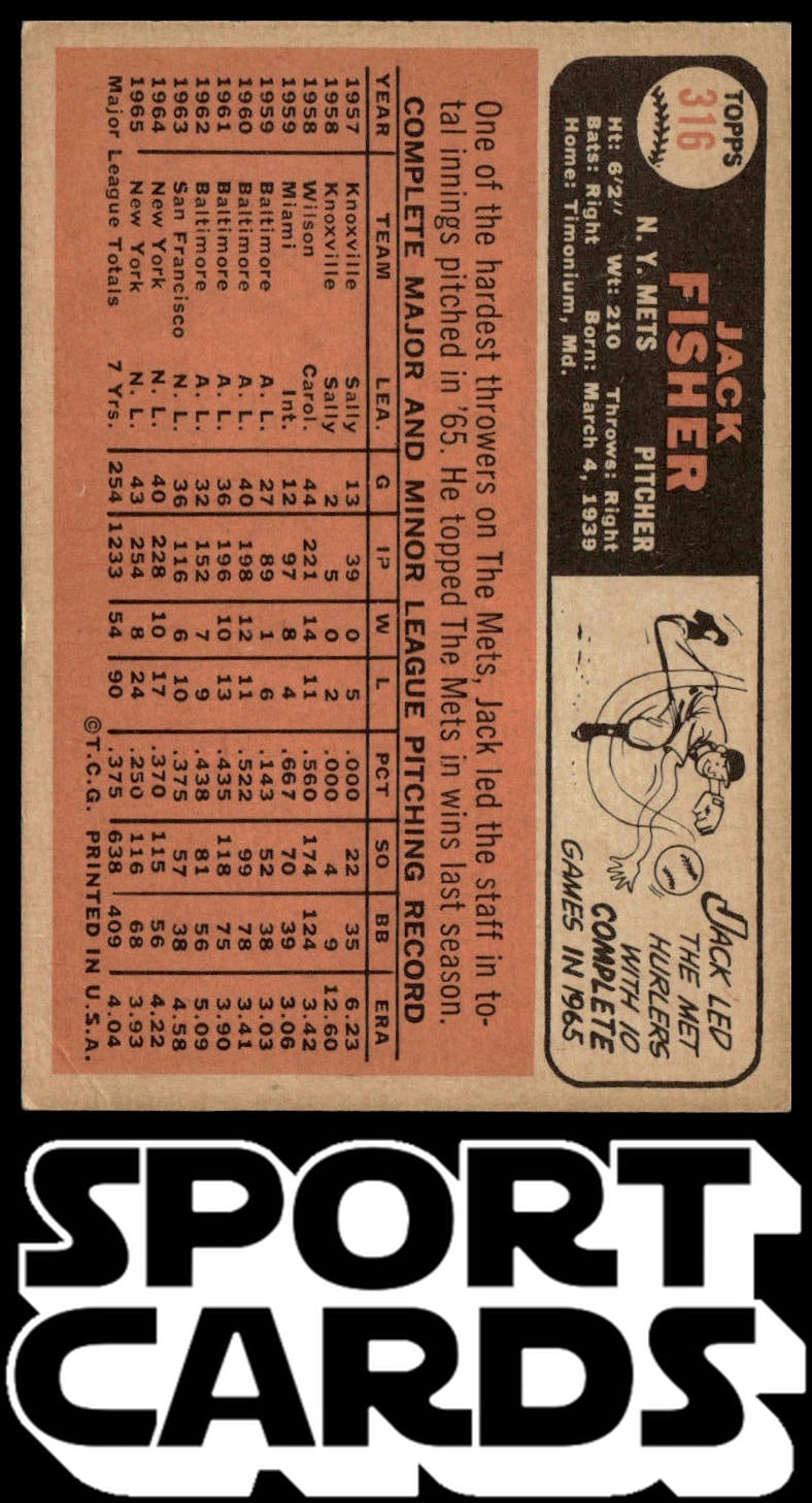 1966 Topps #316 Jack Fisher SportCards.com