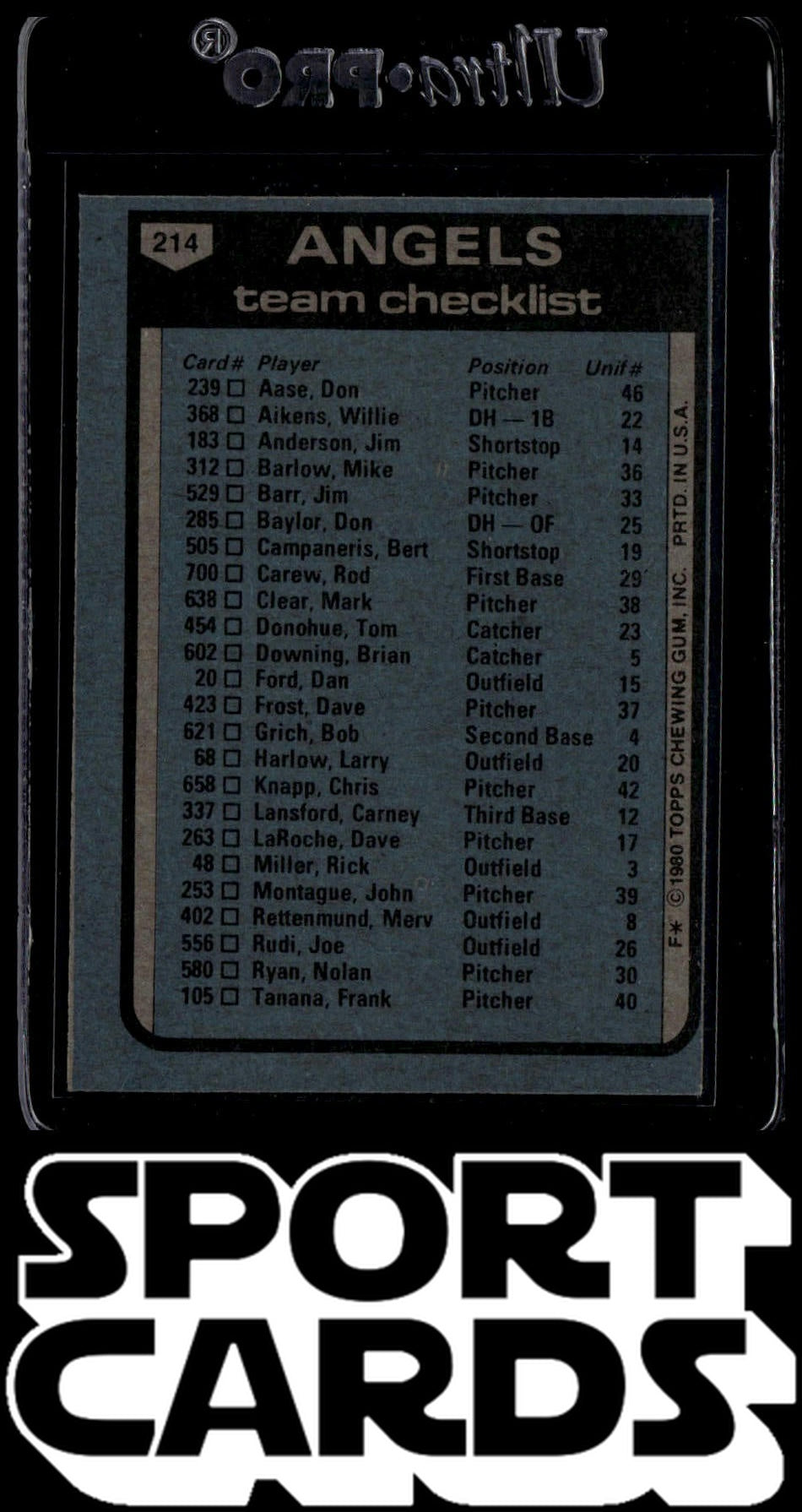 1980 Topps #214 California Angels / Jim Fregosi SportCards.com