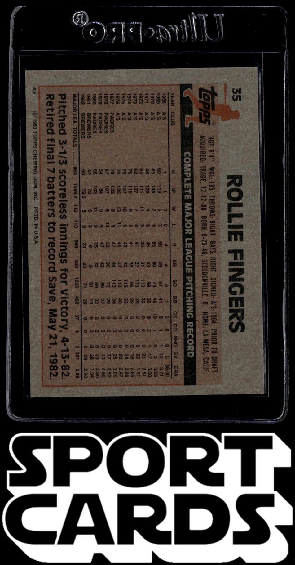 1983 Topps #35 Rollie Fingers SportCards.com
