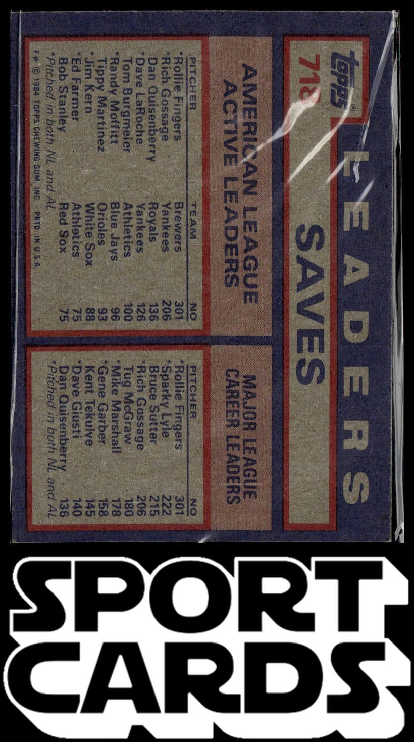 1984 Topps #718 AL Active Career Save Leaders