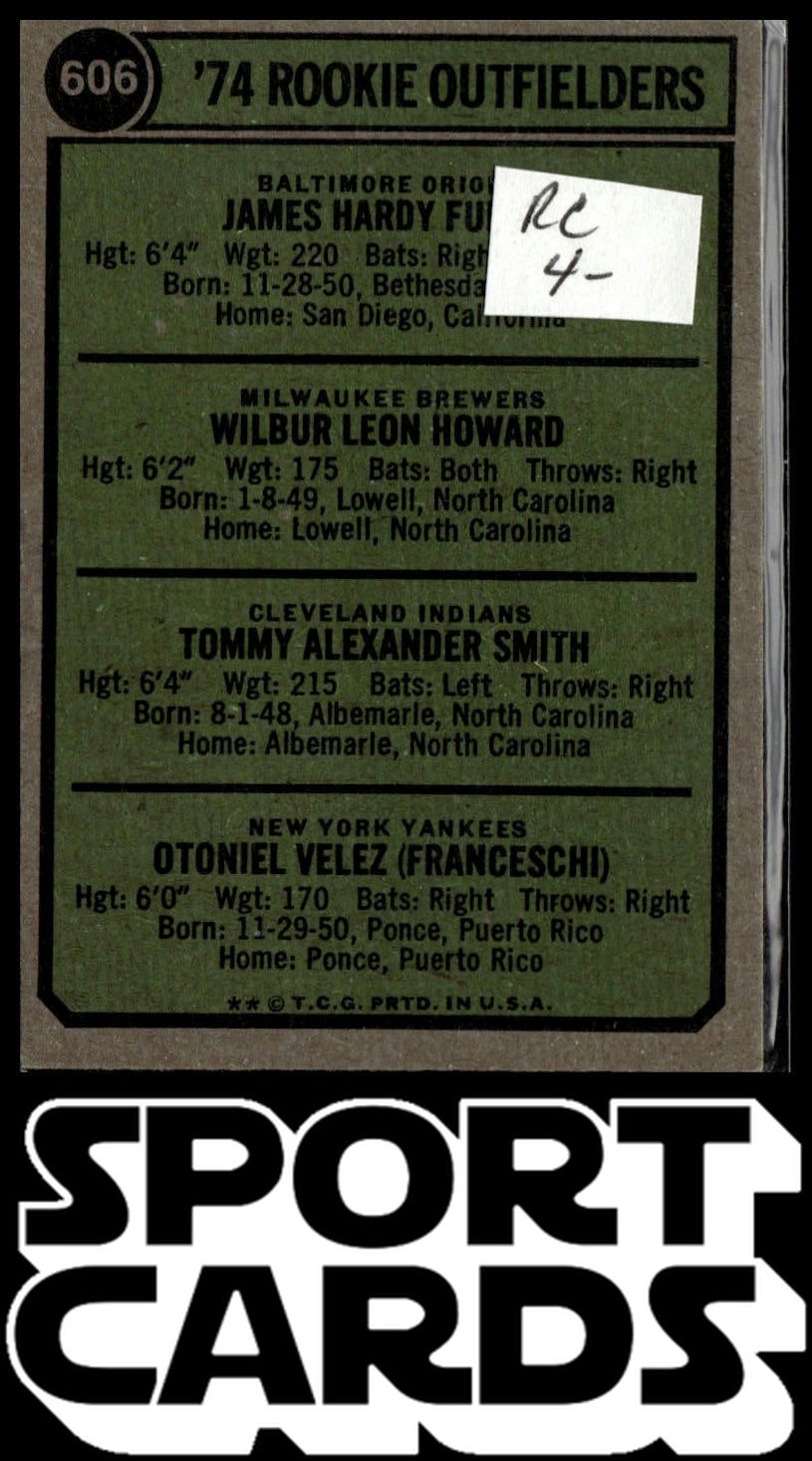 1974 Topps #606 1974 Rookie Outfielders