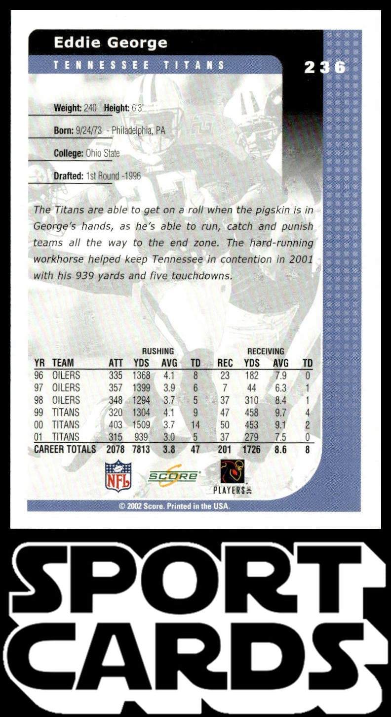 2002 Score #236 Eddie George SportCards.com