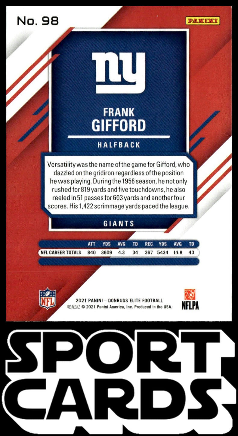 2021 Donruss Elite #98 Frank Gifford SportCards.com