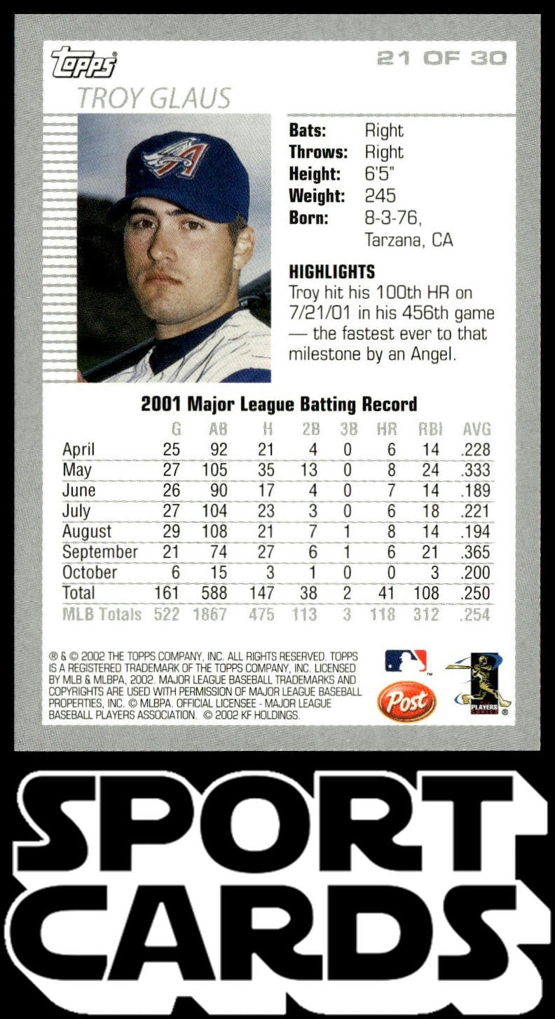 2002 Topps Post Cereal #21 Troy Glaus SportCards.com