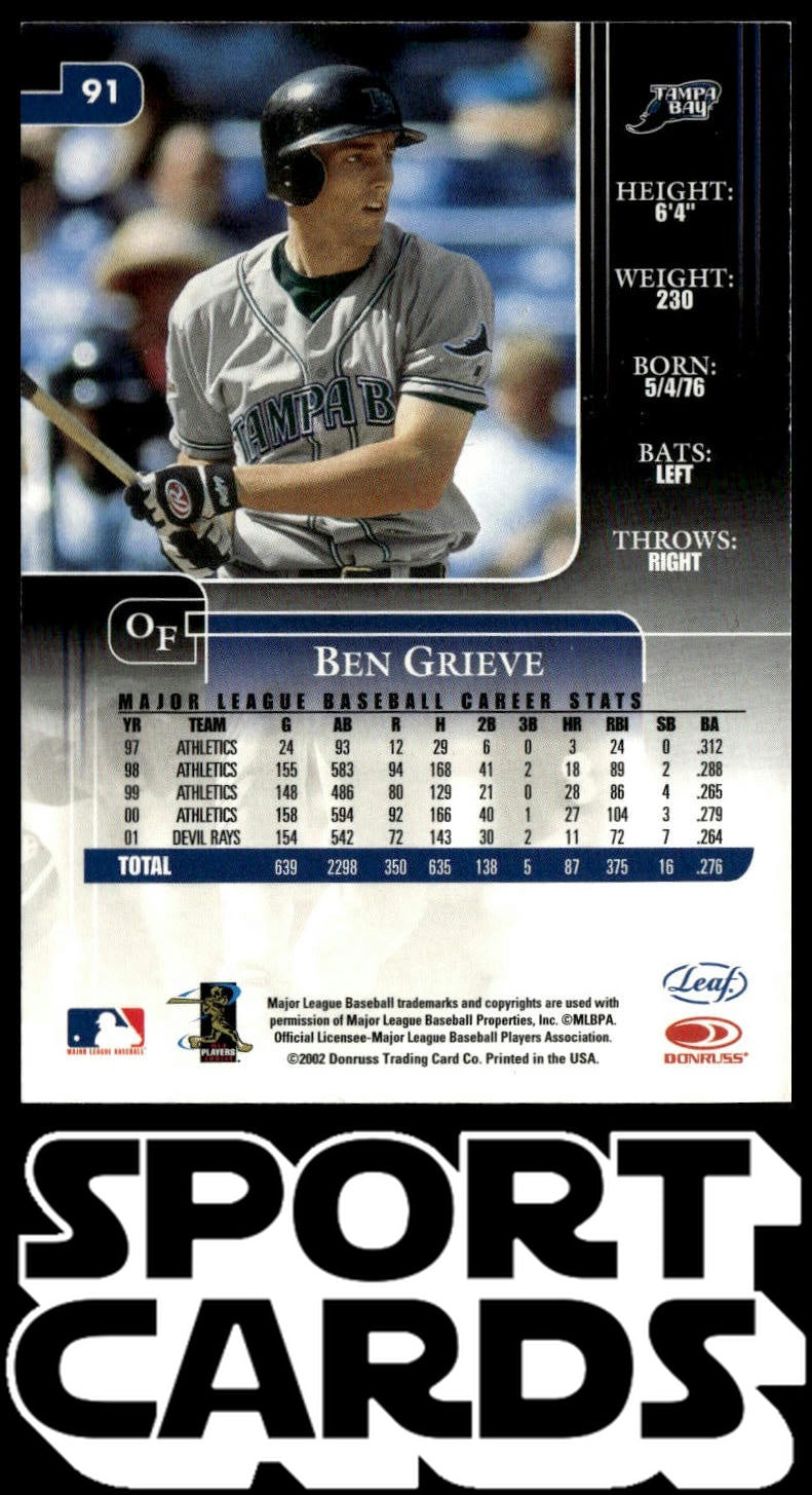 2002 Leaf Rookies & Stars #91 Ben Grieve Samples SportCards.com