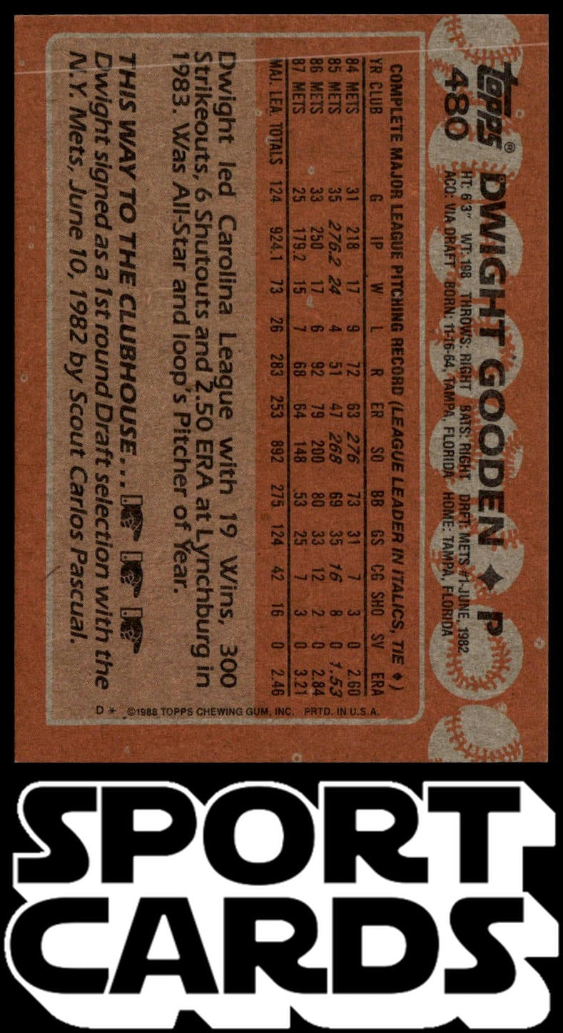 1988 Topps #480 Dwight Gooden SportCards.com