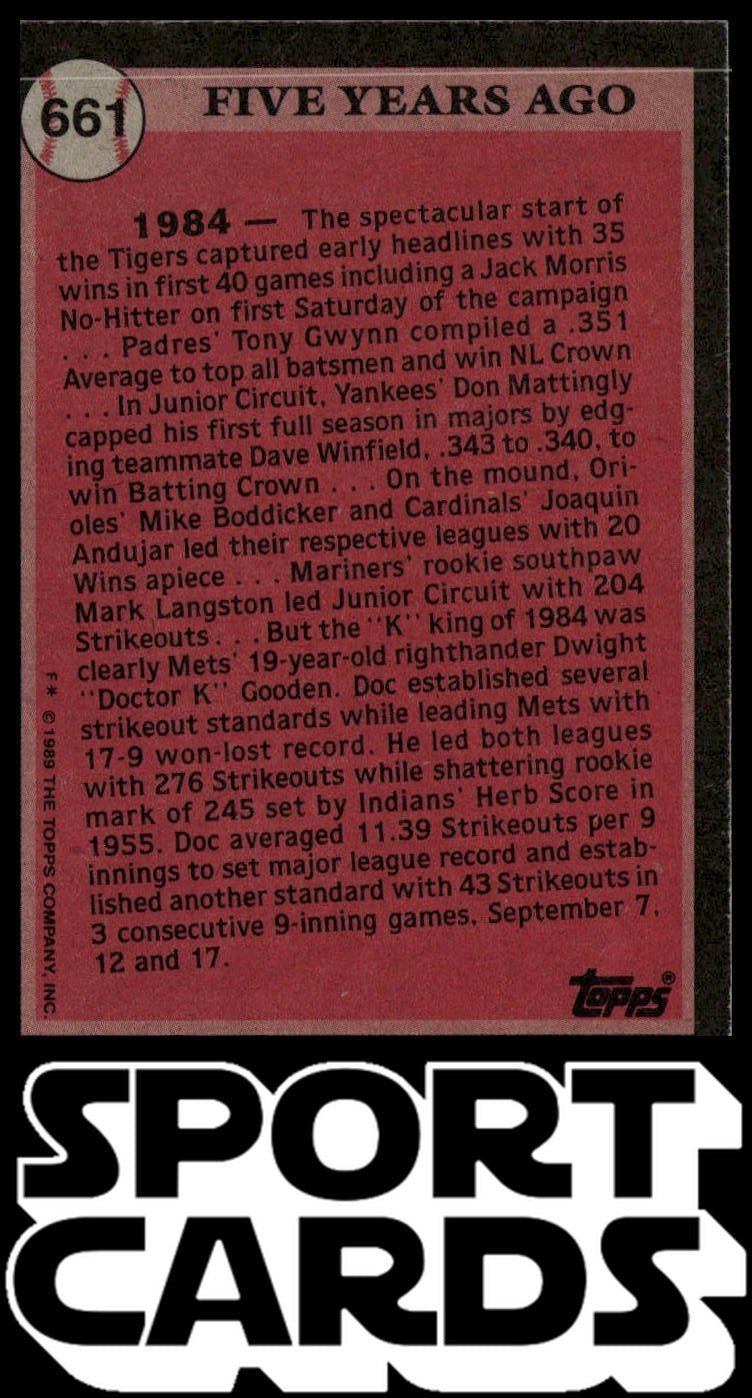 1989 Topps #661 Dwight Gooden SportCards.com