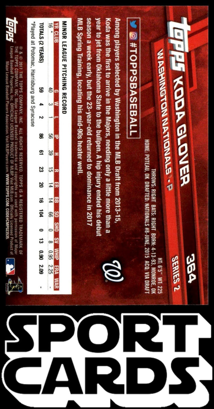 2017 Topps #364 Koda Glover SportCards.com
