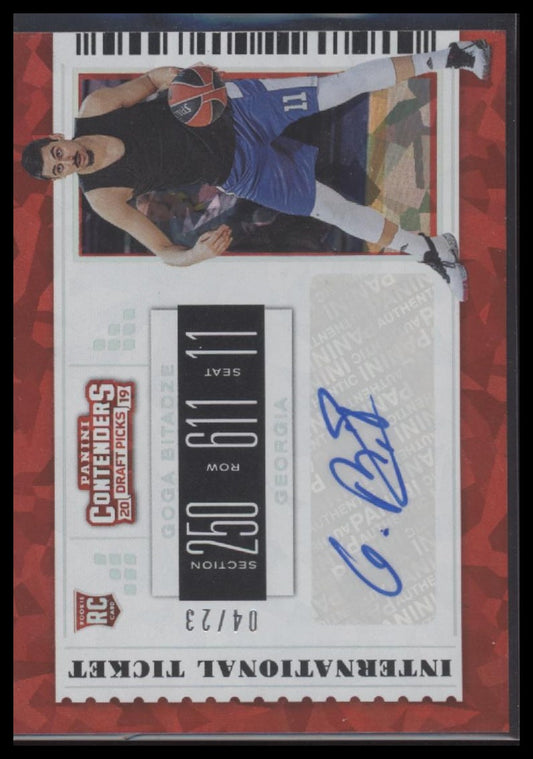 Goga Bitadze 2019 Panini Contenders International Cracked Ice Ticket #/23