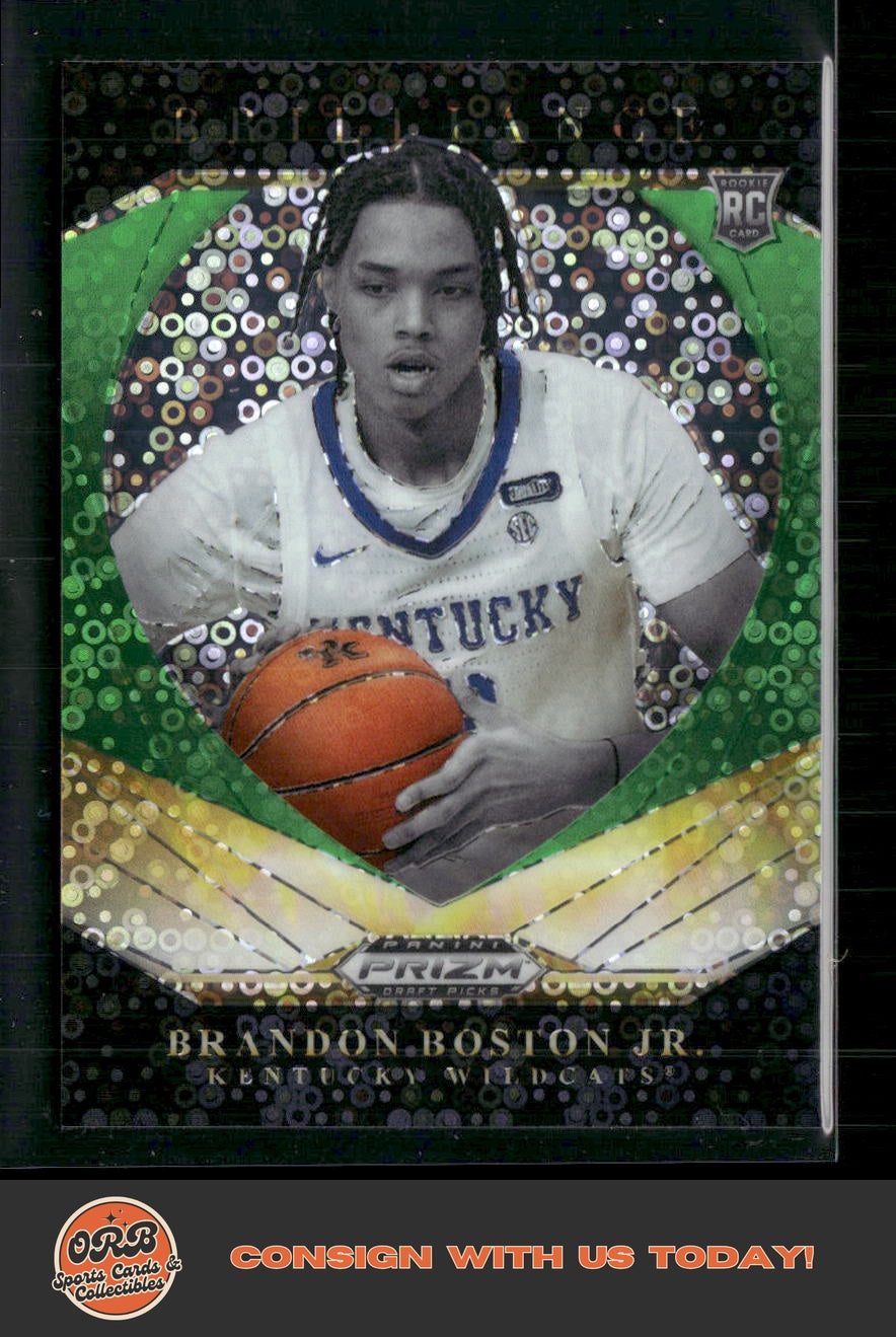 Brandon Boston Jr. 2021 Prizm Draft Picks #7 Brilliance Prizms Green Shimmer #/5