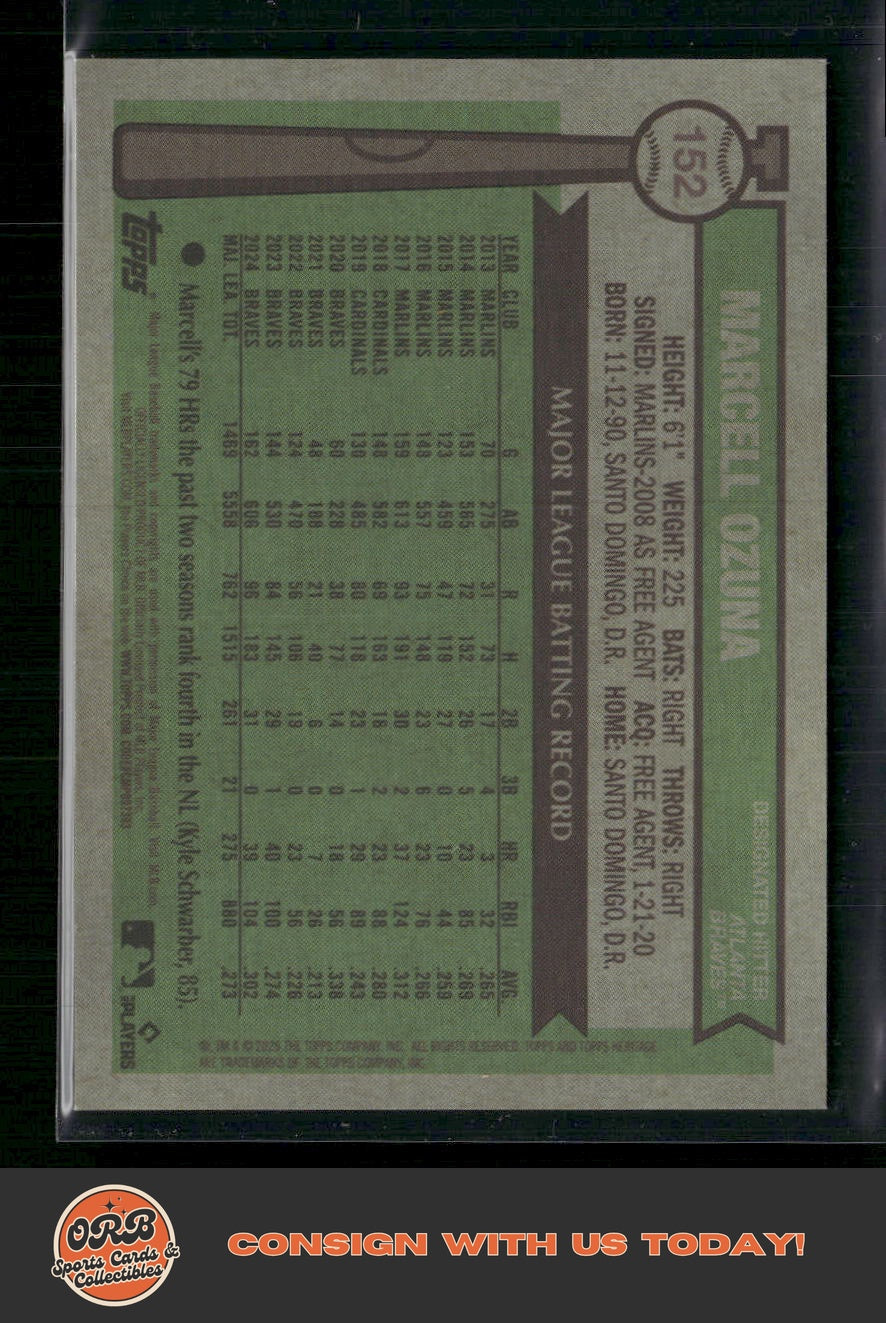 Marcell Ozuna 2025 Topps Heritage #152 Chrome Orange Refractor #/25