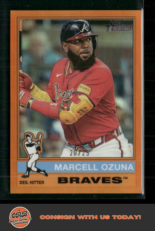 Marcell Ozuna 2025 Topps Heritage #152 Chrome Orange Refractor #/25