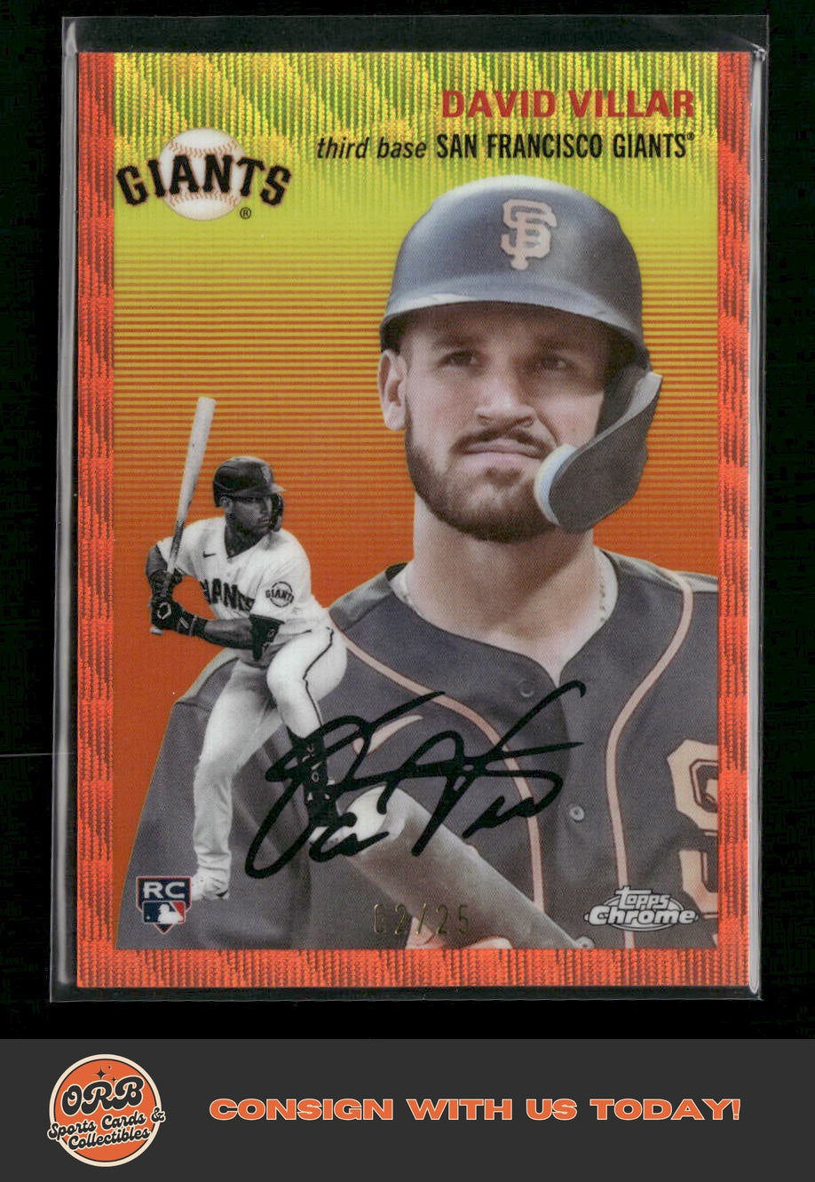 David Villar 2023 Topps Chrome Platinum Anniversary #48 Orange Refractor #/25
