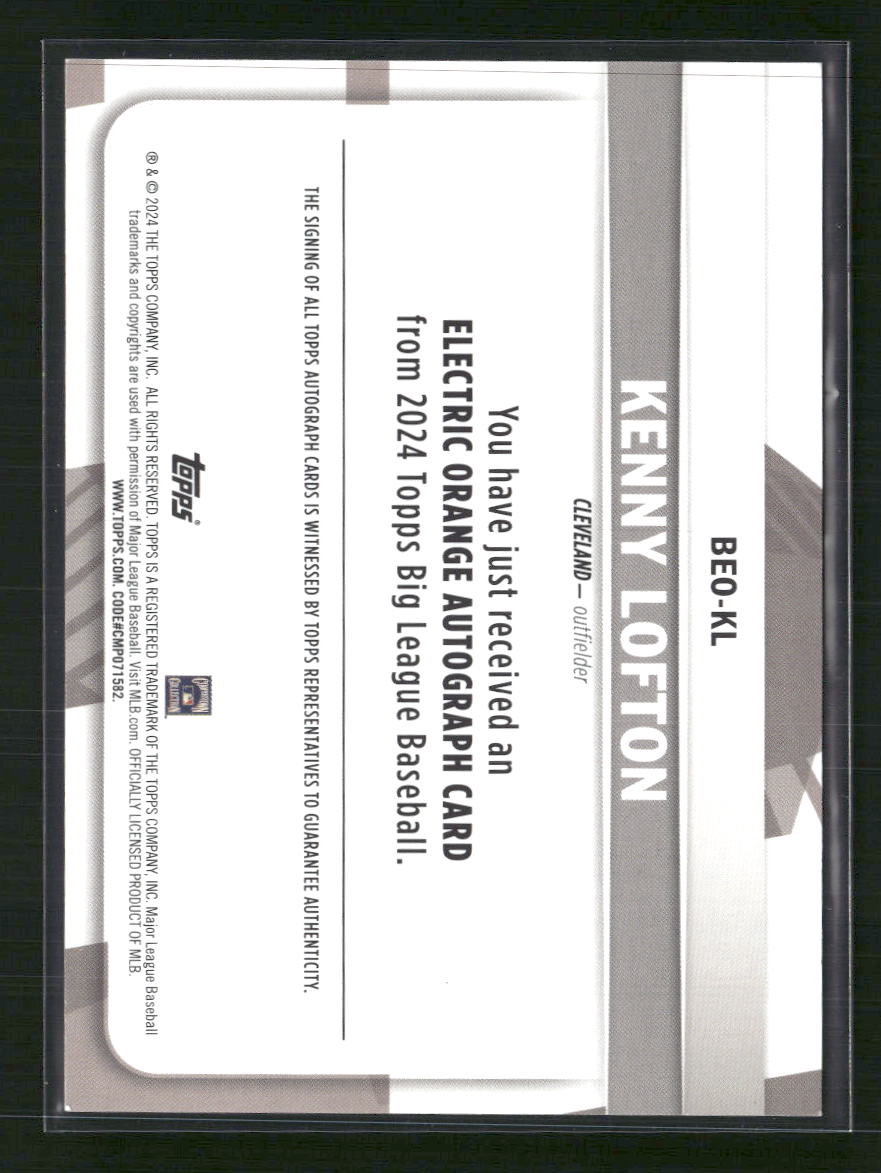 Kenny Lofton 2024 Topps Big League #BEO-KL Base Electric Orange Autographs