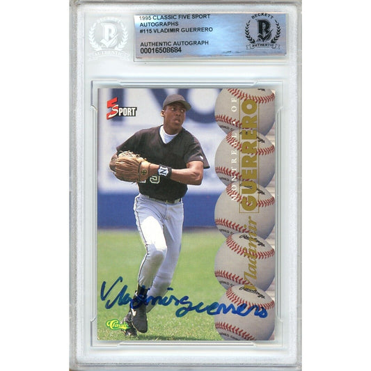 Vladimir Guerrero Montreal Expos Signed 1995 Classic Five Sport Card Beckett Auth Auto Slab