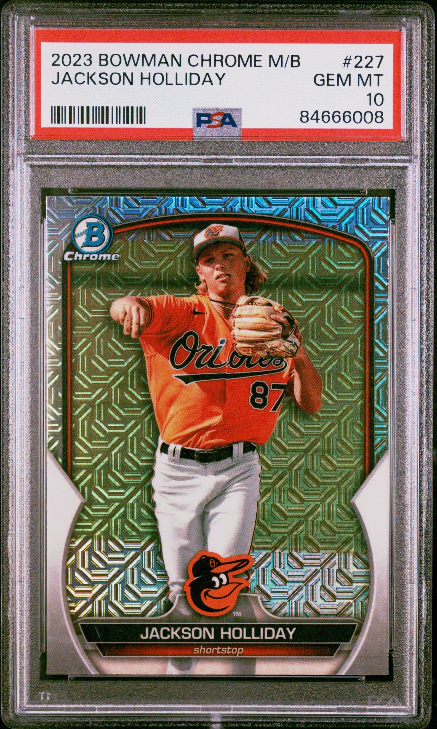 Graded 2023 Topps Bowman Chrome M/B Jackson Holliday #227 Rookie RC Baseball Card PSA 10 Gem Mint