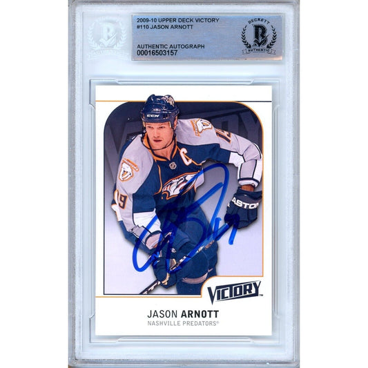 2009-10 Upper Deck Victory #110 — Jason Arnott Nashville Predators Autographed Trading Card — Beckett Authentication