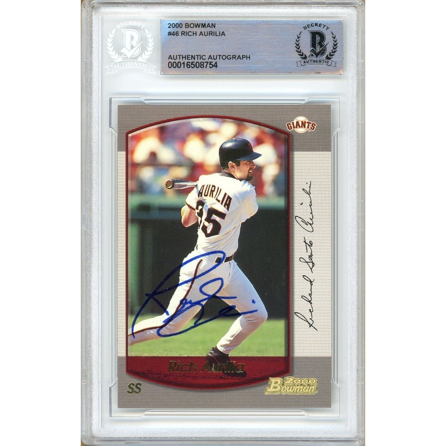 Rich Aurilia San Francisco Giants Signed 2000 Bowman Card Beckett Authentic Auto Slab