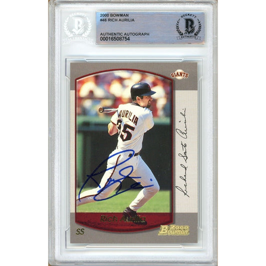 Rich Aurilia San Francisco Giants Signed 2000 Bowman Card Beckett Authentic Auto Slab