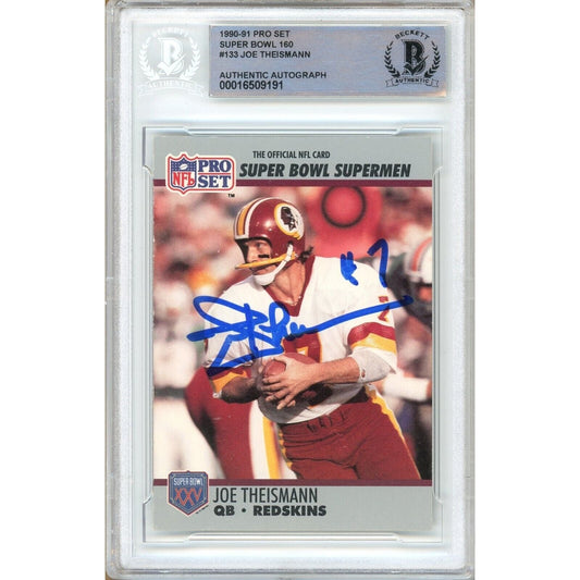 1990 #te — Joe Theismann Washington Commanders Autographed Trading Card — Beckett Authentication