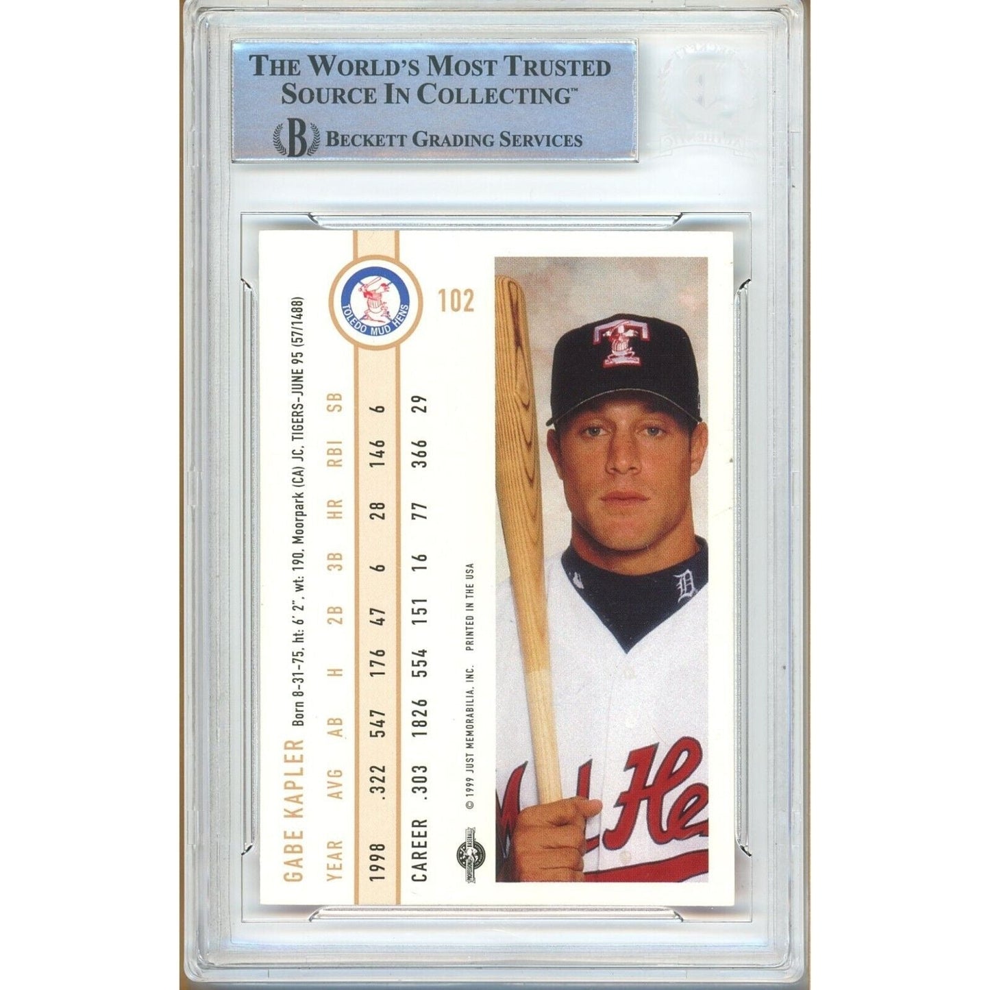 1999 Just Minors #102 — Gabe Kapler Detroit Tigers Autographed Trading Card — Beckett Authentication