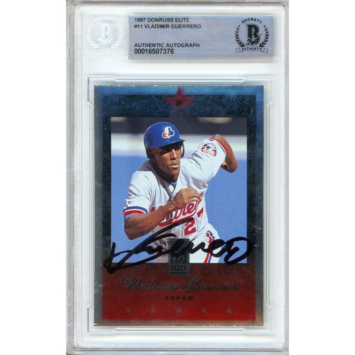 Vladimir Guerrero Montreal Expos Signed 1997 Donruss Elite Card Beckett Authentic Auto Slab