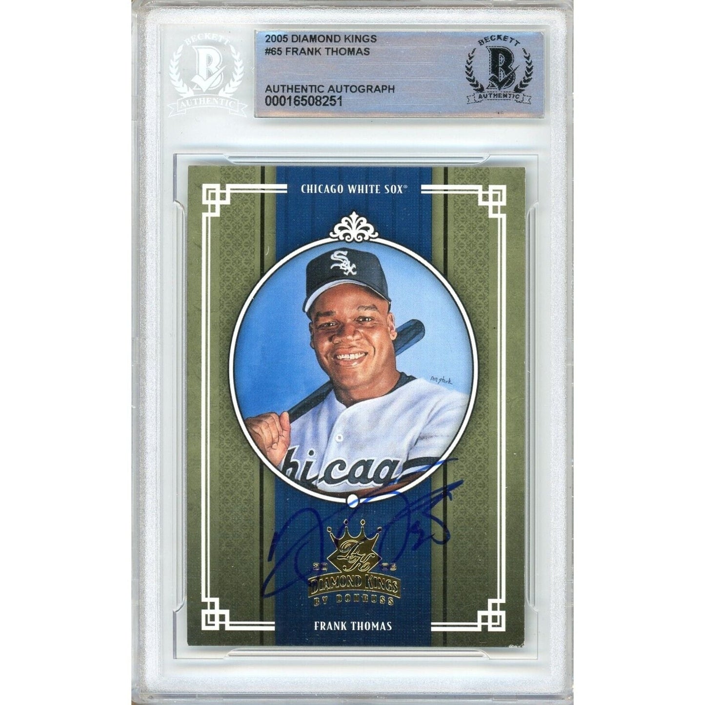 2005 Donruss Diamond Kings #65 — Frank Thomas White Sox Autographed Trading Card — Beckett Authentication