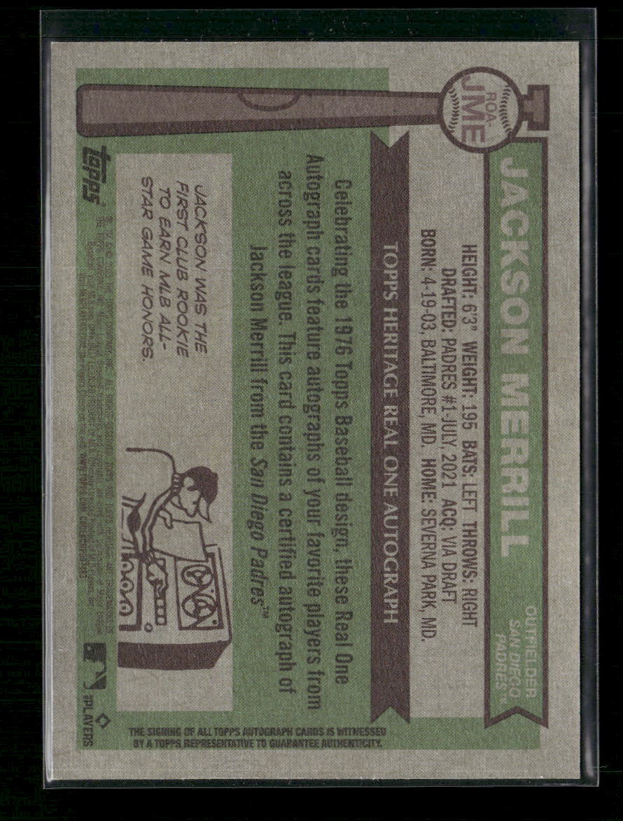 Jackson Merrill 2025 Topps Heritage #ROA-JME Real One Autographs - Sport Cards