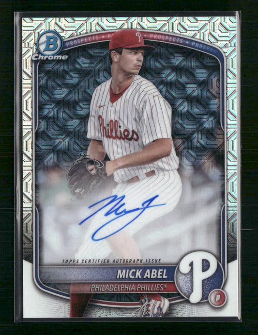 Mick Abel 2025 Bowman #BMA-MA Chrome Prospects Autographs Mojo Refractor