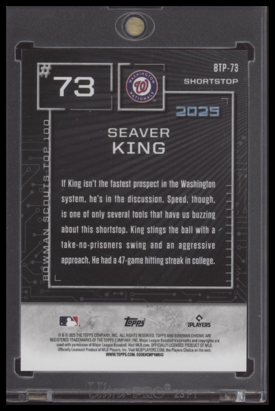 Seaver King 2025 Bowman #BTP-73 Bowman Scouts Top 100 Gold Refractor #/50