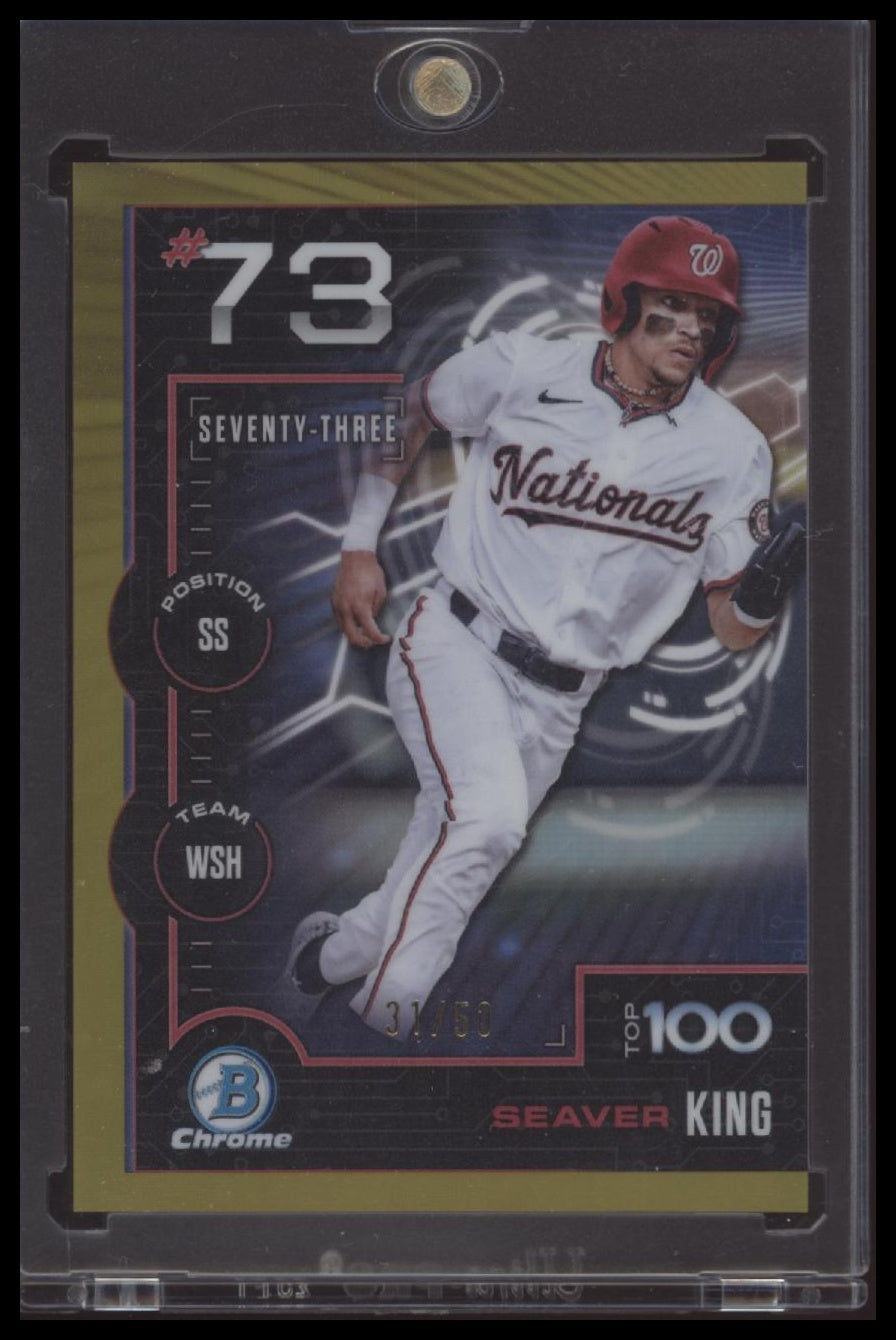 Seaver King 2025 Bowman #BTP-73 Bowman Scouts Top 100 Gold Refractor #/50